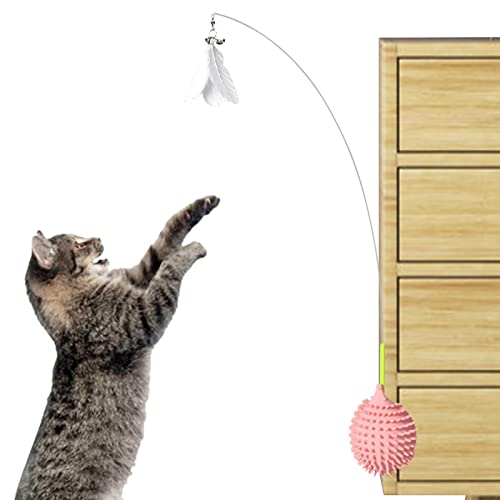 Yorajuy Katzen-Teaser, Katzen-Stick,Interaktives Katzenspielzeug mit Katzenminze | Bewegliches Katzenspielzeug für die meisten Katzen und Kätzchen, selbstspielendes Katzenspielzeug, von Yorajuy