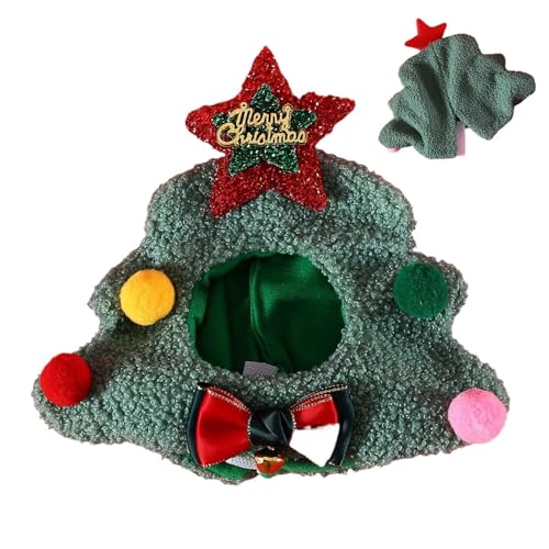 Yorajuy Weihnachtsbaum- -Haustiermütze, Lustige Weihnachtsbaum-Hundekopfbedeckung, Katzenmütze, Partyzubehör, Warme Winteraccessoires Für Haustiere von Yorajuy