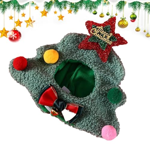 Yorajuy Weihnachtsbaum- -Haustiermütze, Lustige Weihnachtsbaum-Hundekopfbedeckung, Katzenmütze, Partyzubehör, Warme Winteraccessoires Für Haustiere von Yorajuy