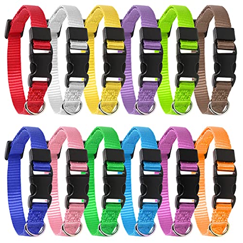 Yorgewd 12 Pack Welpenhalsbänder, Verstellbare Hundesicherheits ID-Halsbänder für Welpen, kleine Hunde und Katzen (Multicolor, 21.5-33CM) von Yorgewd