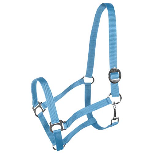 York Nylonhalfter Halfter Genickstück Verstellbar durch Schiebeschnalle Harmony Pferdehalfter (Pony, hellblau) von York Fitness