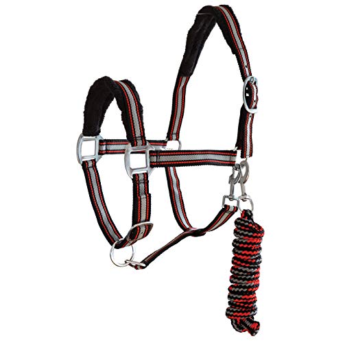 York Halfterset Halfter mit Strick Calipso Halfter & Strick gepolstert (Pony, rot/schwarz) von York Fitness