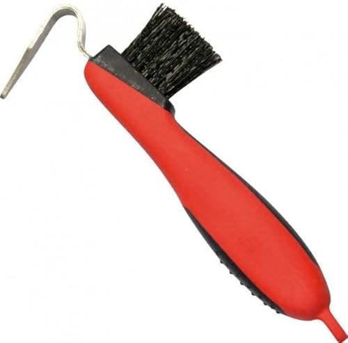 York Hufkratzer Axel für Pferde Grooming Tools Pferdehufkratzer mit Gummi Handgriff (rot-dunkelblau) von York