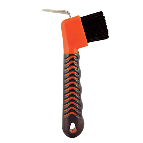 York Hufkratzer für Pferde mit Gummigriff Grooming Tools Rutschfester Gummigriff (orange) von York