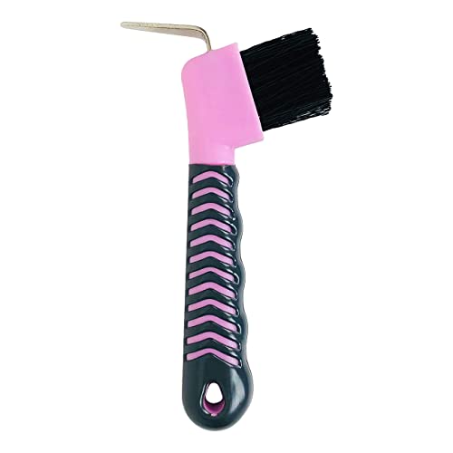 York Hufkratzer für Pferde mit Gummigriff Grooming Tools Rutschfester Gummigriff (rosa) von York