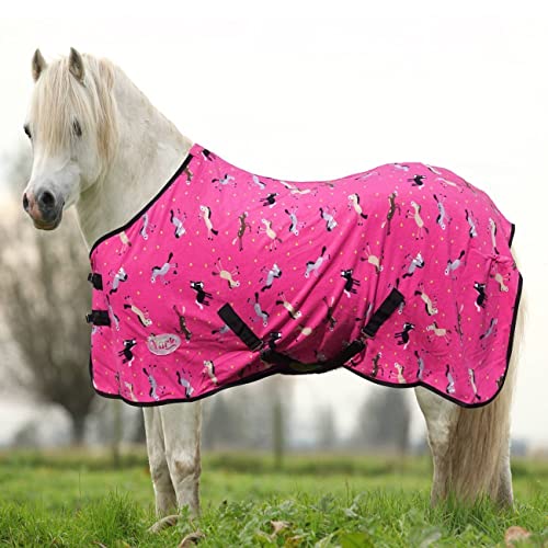 York Pony Abschwitzdecke mit Kreuzgurt Horsi Fleecedecke Turnierdecke Pink (105 cm) von York