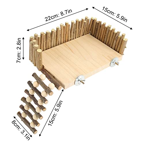 Hamsterplattform, Kletterzubehör Kleiner Haustierspielplatz, Hamster Klettergerüst aus Holz mit Zaun für Parror Rennmaus Eichhörnchen Ratte Hamster Goldbär Vogel (Schraubentyp) von Yosoo Health Gear