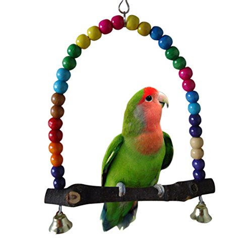 Yosoo Multi-Color 14cmx14.3cm hölzernen Vogel Schaukeln Budgie Toys Vogel Schaukeln für Sittiche Weihnachten Geschenk für Vögel von Yosoo