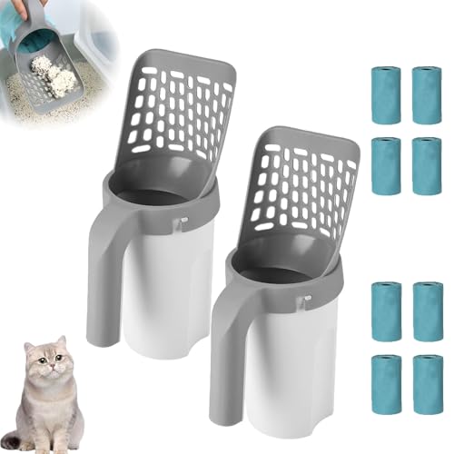 Pawscoop, Poop Scooper Cat Litter, Litter Scooper with Bag, 2 pcs Cat Litter Scooper with Bag, No Touch Litter Box Scoop, 2-in-1 Cat Litter Scoop with Waste Bin, for Pets (2pcs) von Yotfieot