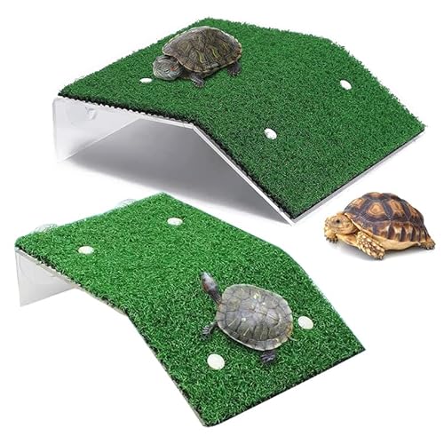 YouXiaor Schildkröten Klettern Plattform, 2Stück Zoomed Turtle Dock mit Saugnapf Schildkröte Sonnenbad Plattform Bask Terrasse Klettern Rampe Schildkröten Terrasseninsel Aquarium Float Dekoration von YouXiaor