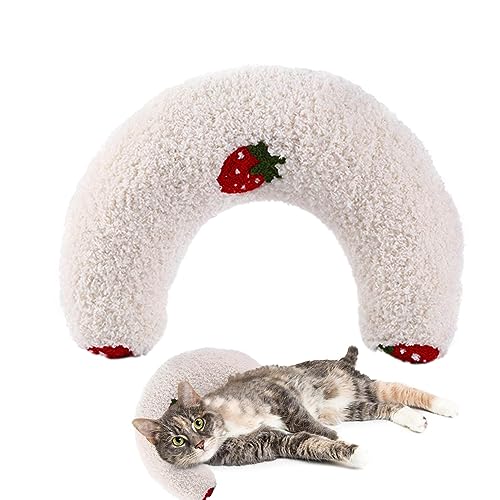 Katzen-Nackenkissen, beruhigendes Kissen, Polyester, gemütlich, halbes Donut-U-Haustierspielzeug, waschbarer Nackenschutz, kratzfestes Katzen-Plüschkissen, Perlbaumwolle, Zähne schleifen, Katzenkissen von Youding