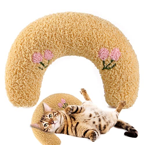 Kissen für Katzen, 24 cm U-förmiges Welpenkissen, modischer Nackenschutz, tiefes Schlafkissen für Haustiere, maschinenwaschbares, weiches, flauschiges Haustierkissen für Kätzchen, Nackenstützkissen fü von Youding