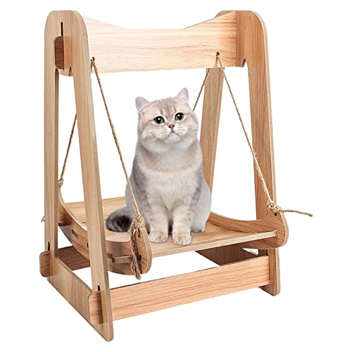 Schaukelbett für Katzen, Hängematte aus Holz mit Schaukel für Katzen – Möbel für Haustiere, Nest für Welpen, Bett und Spiel für Youding von Youding