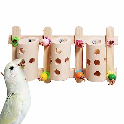 Youding Papageien-Fütterspielzeug, Holzvogel, reißend, unterhaltsames Spielzeug, buntes Intelligenzspielzeug für Conures, Vogelspielzeug für kleine, mittelgroße Papageienvögel von Youding