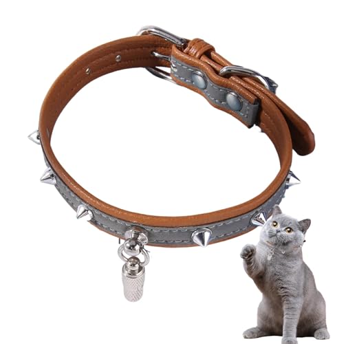 Youding Verstellbares Hundehalsband, wasserdicht, Halsband für Hunde, Katzen, Welpen, Nieten mit Nieten aus CPU-Leder, Sicherheitshalsband für den Außenbereich von Youding