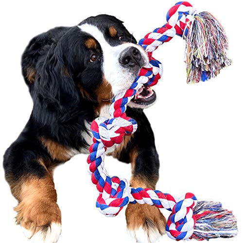 Youngever Hundespielzeug aus Seil für Starke große Hunde, Seil für Aggressive Kauen, große Hunderassen, Indestructible Rope for Large Breed Dog Tug War Teeth Cleaning (105cm 5Knoten) von Youngever