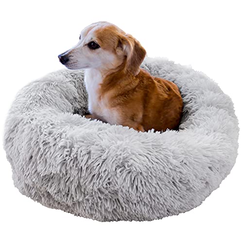 Youngever Round Haustierbett, Beruhigendes Hundebett, Donutbett für Hund, Welpe, Katze, Kätzchen(65CM) von Youngever