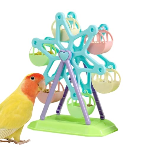 Youngwier Futterrad Papageienspielzeug | Vogel-Riesenrad-Spielzeug | Rotierende Sitzstange, interaktiver Futterspender für Gehirnspiel, kleinere Vögel von Youngwier