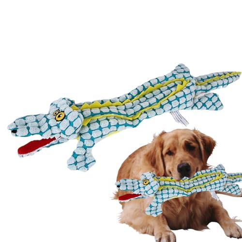 Youngwier Kauspielzeug für Hunde mit Plüschgeräusch, Quietschspielzeug für Hunde, interaktives Spielzeug | Haustiere lindern Langeweile mit quietschendem Krokodil,Unzerstörbar, robust, quietschend für von Youngwier