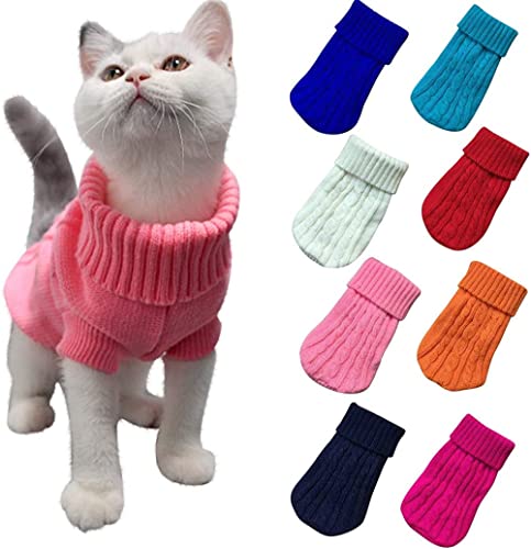 Youning Haustier Katze Hund Pullover Winter Warmer Strickpullover Katzenpullover Hundepullover Haustiermantel Welpenpullover Haustier Kleidung Rollkragen Hunde Pulli Niedlich Hundebekleidung von Youning