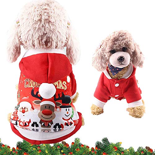 Youning Haustier Weihnachtskostüm Umhang Weihnachten Haustier Hund Kostüm Weihnachten Haustier Hut Haustier Bandanas Hunde Weihnachtskostüme Weihnachten mit Kapuze Wintermantel (M) von Youning