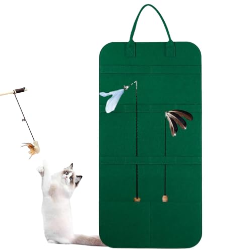 Youpo Katzenspielzeugbehälter - Kleiderbügeltasche für Katzen-Zauberstab-Spielzeug mit Griff - Ordnen Sie Teaser-Zauberstab-Spielzeug, Katzenstab-Aufsätze, Einhängeknopf und effiziente Organisation von Youpo