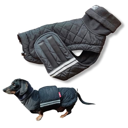 Hundebekleidung für Dackel und mittelgroße Hunderassen, Isolierung, Fleece-Futter, warm, Farbe: Schwarz, Geschlecht: Unisex, Größe 2XL von Your Stylish Hunter