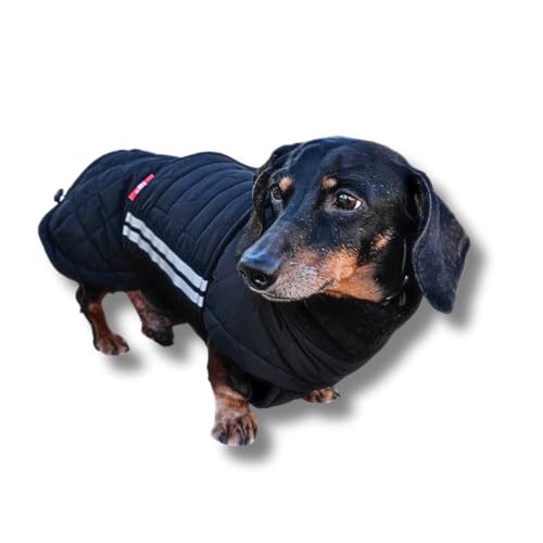 Hundebekleidung für Dackel und mittelgroße Hunderassen, Isolierung, Fleece-Futter, warm, Farbe: Schwarz, Geschlecht: Unisex, Größe M von Your Stylish Hunter