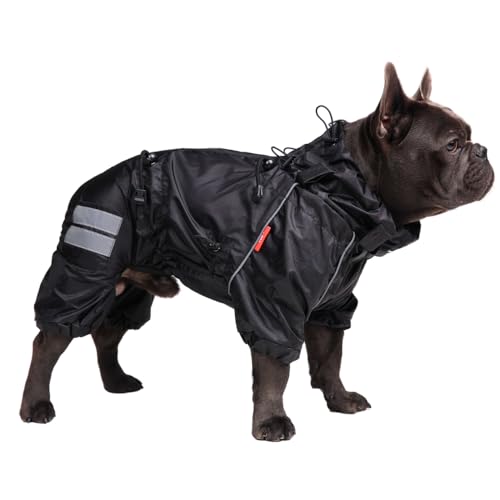 Ganzkörper-Regenmantel für Hunde, verstellbar, leicht, winddicht, wasserdicht, Overalljacke für französische Bulldoggen, Mops, Ihr stilvoller Jäger, Größe M von Your Stylish Hunter