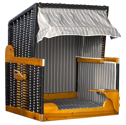 YOURSOL by Devries Hundestrandkorb mit schwenkbarem Napf, schwarz-grau, Hundehütte, Hundekorb von Yoursol