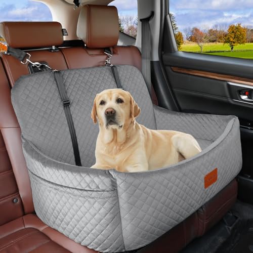 Youvee Hunde-Autositz für große/mittelgroße Hunde, Innenhöhe: 10,2 cm, Haustier-Autobett für Hunde unter 25 kg oder 2 kleine Hunde, vollständig abnehmbarer und waschbarer Hundeerhöhung mit 2 von Youvee