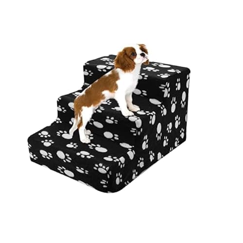 Youyijia Haustiertreppe 3 Stufen - Hundetreppe Katzentreppe mit Plüschbezug - Einstieghilfe für Katzen und Hunde - Waschbar, rutschfest, abnehmbar - 45x30x35cm von Youyijia