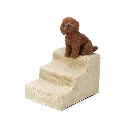 Youyijia Hundetreppe Haustiertreppe Katzentreppe 3 Stufen 30 cm hoch kleine Plüschunterstütztes Kletterwerkzeug 35x45x30cm für kleine Hund von Youyijia