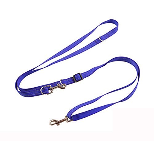 Yowablo Doppelte Hundeleine Geflochtene Verwicklung Doppelter Nylon-Leinen-Koppler Für die Ausbildung von Zwei Hunden (205-257cm,Blau) von Yowablo