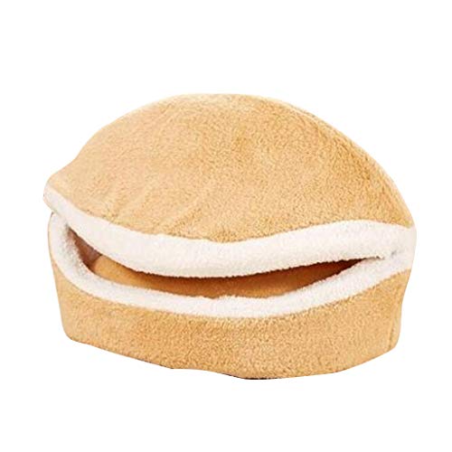 Yowablo Hamburger Form Katze Abnehmbar Winddicht Warm Dog Cat Pet House (40X30X20cm,Beige) von Yowablo