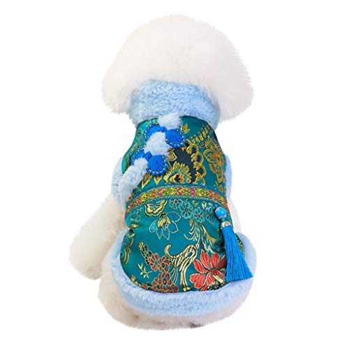 Yowablo Haustier Hund Katze Kleidung Tang Anzug zweibeinigen Baumwollmantel (XL,2- Blau) von Yowablo