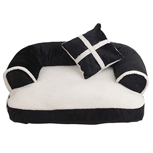 Yowablo Haustier Hund Katzenbett Welpen Kissen Haus Weiche warme Zwinger Hundematte Decke (60X40X15CM,Schwarz) von Yowablo