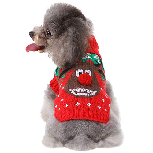 Yowablo Haustier Katze Hund Weihnachten Weste Pullover Winter warme Kleidung Kleid Kleidung (L,11- Rot) von Yowablo