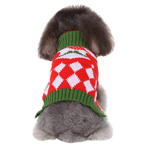 Yowablo Haustier Katze Hund Weihnachtsbaum Weste Pullover Winter Warme Kleidung Kleid Kleidung (L,16- Rot) von Yowablo