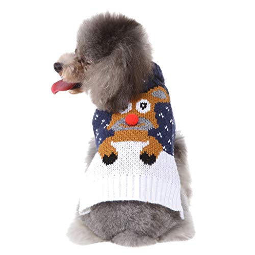 Yowablo Haustier Katze Hund Weihnachtsbaum Weste Pullover Winter Warme Kleidung Kleid Kleidung (M,13- Marine) von Yowablo