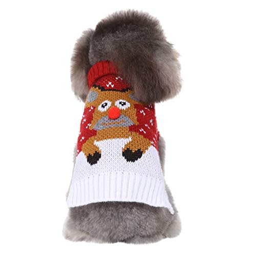 Yowablo Haustier Katze Hund Weihnachtsbaum Weste Pullover Winter Warme Kleidung Kleid Kleidung (M,14- Rot) von Yowablo