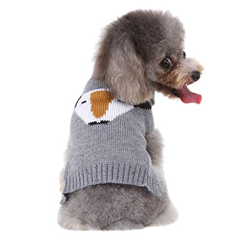 Yowablo Haustier Katze Hund Weihnachtsbaum Weste Pullover Winter Warme Kleidung Kleid Kleidung (M,15- Grau) von Yowablo