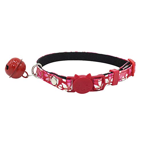 Yowablo Haustier Katzenhalsbänder Verstellbares, bedrucktes Halsband mit Glockenhundewelpen (17-27 * 1cm,2Rot) von Yowablo