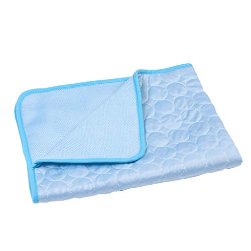 Yowablo Haustier Matte Katze Hund EIS Pad Cold Sense EIS Seide Pad Sommer Zwinger Matte Sofakissen (L,Blau) von Yowablo