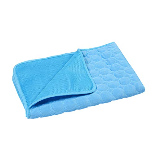 Yowablo Haustier Matte Katze Hund EIS Pad Cold Sense EIS Seide Pad Sommer Zwinger Matte Sofakissen (L,Dunkelblau) von Yowablo