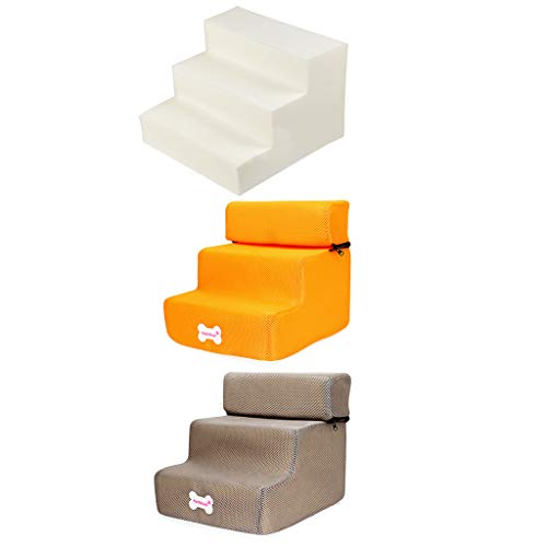 Yowablo Haustiertreppe, 3 Stufen Haustierbett Leiter für Hunde und Katzen, Hundetreppe Katzentreppe Treppe Kletterhilfe Aufstiegshilfe (Falte Größe:30 * 35 * 30cm,2C) von Yowablo