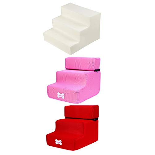 Yowablo Haustiertreppe,3 Stufen Haustier Treppe Hundetreppe Katzentreppe Haustiertreppe Plüsch Step Haustier Treppe Haustiertreppe für Hunde Katzen Hundetreppe (Falte Größe:30 * 35 * 30cm,1B) von Yowablo