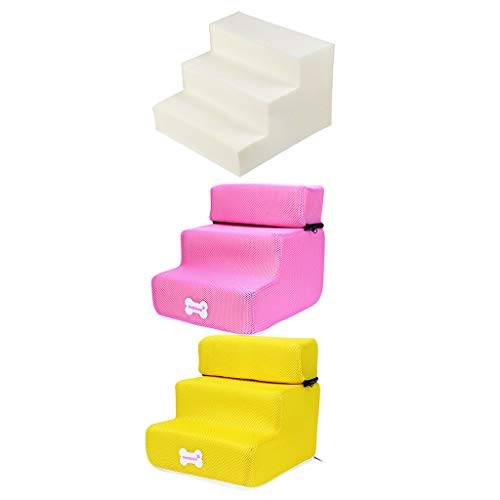 Yowablo Haustiertreppe,3 Stufen Haustier Treppe Hundetreppe Katzentreppe Haustiertreppe Plüsch Step Haustier Treppe Haustiertreppe für Hunde Katzen Hundetreppe (Falte Größe:30 * 35 * 30cm,1E) von Yowablo