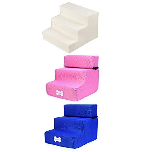 Yowablo Haustiertreppe,3 Stufen Haustier Treppe Hundetreppe Katzentreppe Haustiertreppe Plüsch Step Haustier Treppe Haustiertreppe für Hunde Katzen Hundetreppe (Falte Größe:30 * 35 * 30cm,1G) von Yowablo