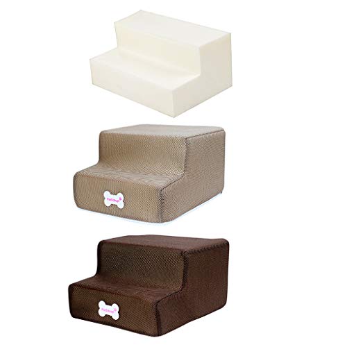 Yowablo Haustiertreppe für Hunde Katzen mit 2 Stufen Kombination aus Rutschfester Gittertreppe und Leiterabdeckung (Falte Größe:30 * 35 * 20cm,4D) von Yowablo